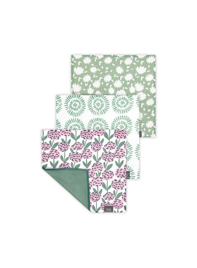 Mukitchen 3-Piece Dandy Vibe Dish Cloth Set Multicolour 10 x 10 Inch 6673-2507 - Image 1